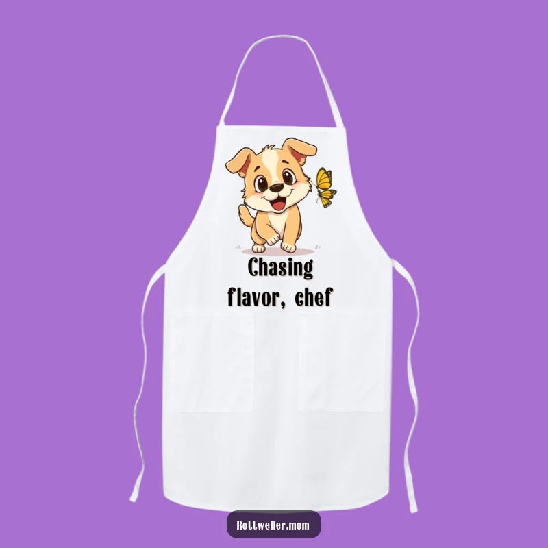 Funny Butterfly Chase Dog Apron: Cook with Glee, Practical Funny Gift for Pet Parents!