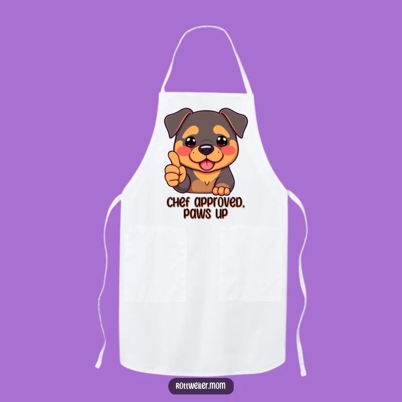 Funny Kawaii Rottweiler Thumbs Up Apron - Humorous Chef's Dog Gift