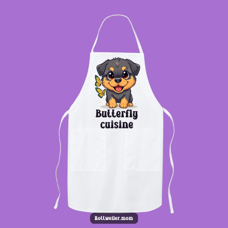 Funny Fluffy Rottweiler Butterfly Apron: Chef's Hilarious Dog Lover Gift
