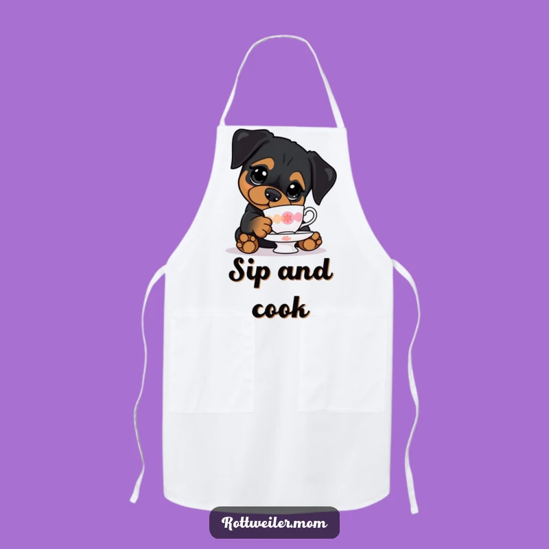 Funny Kawaii Rottweiler Teacup Apron - Hilarious Dog Gift for Kitchen