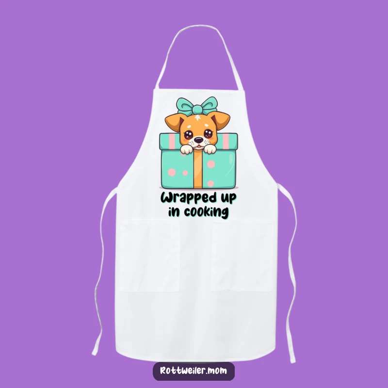 Funny Peek-a-Boo Dog Present Apron, Cook with Playful Surprise