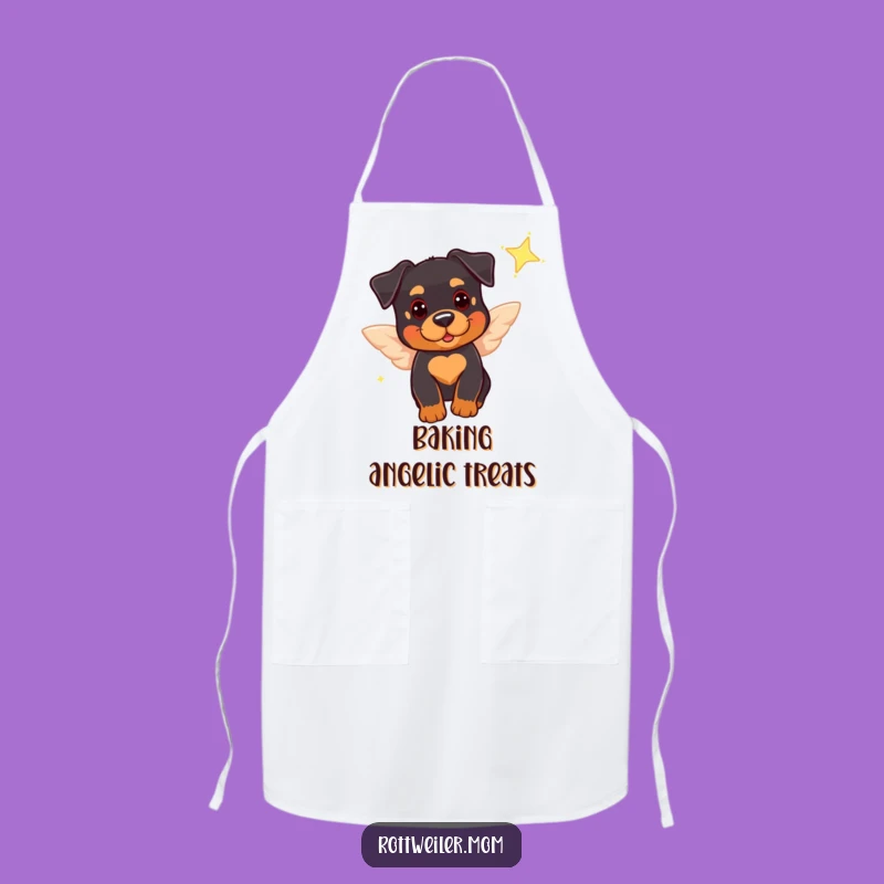 Funny Rottweiler Angel Apron: Cook Up Fun with Pups & Stars, Gift