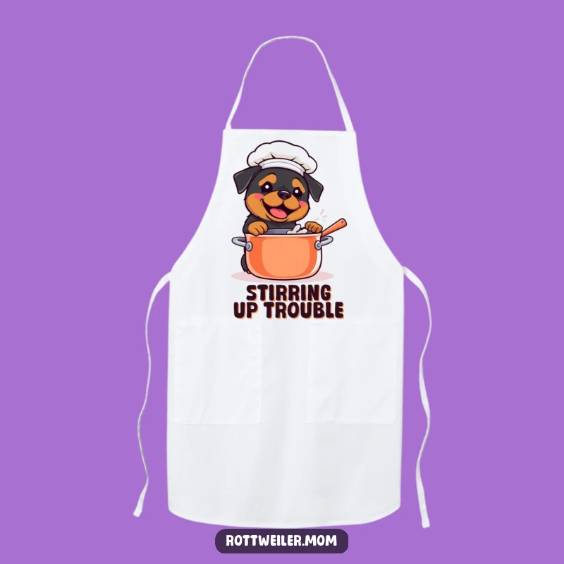 Funny Kawaii Rottweiler Chef Apron: Stirring Pot, Culinary Master Gift