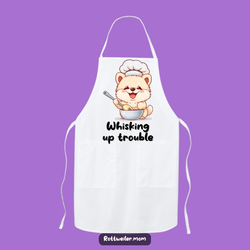 Funny Chef Dog Apron: Fluffy Pup Whisking Batter - Protect & Amuse in the Kitchen