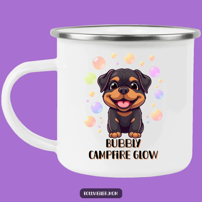 Funny Rottweiler Bubble Camping Mug: Joyful Outdoors, Gift