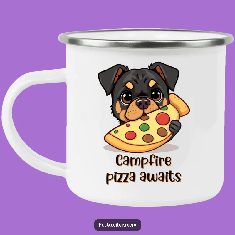 Funny Pizza Rottweiler Camping Mug: Outdoor Snack Lover Gift