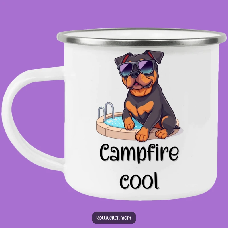 Cool Rottweiler Poolside Camping Mug: Fun Dog Vacation Drinkware