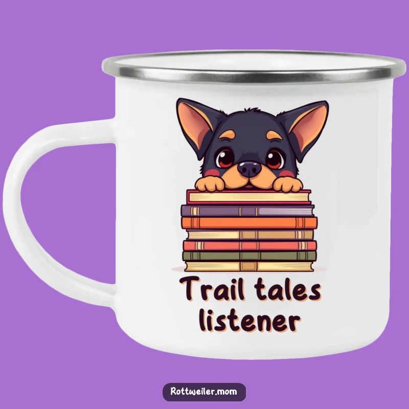 Funny Kawaii Rottweiler Book Camping Mug - Outdoor Reader Adventure Gift