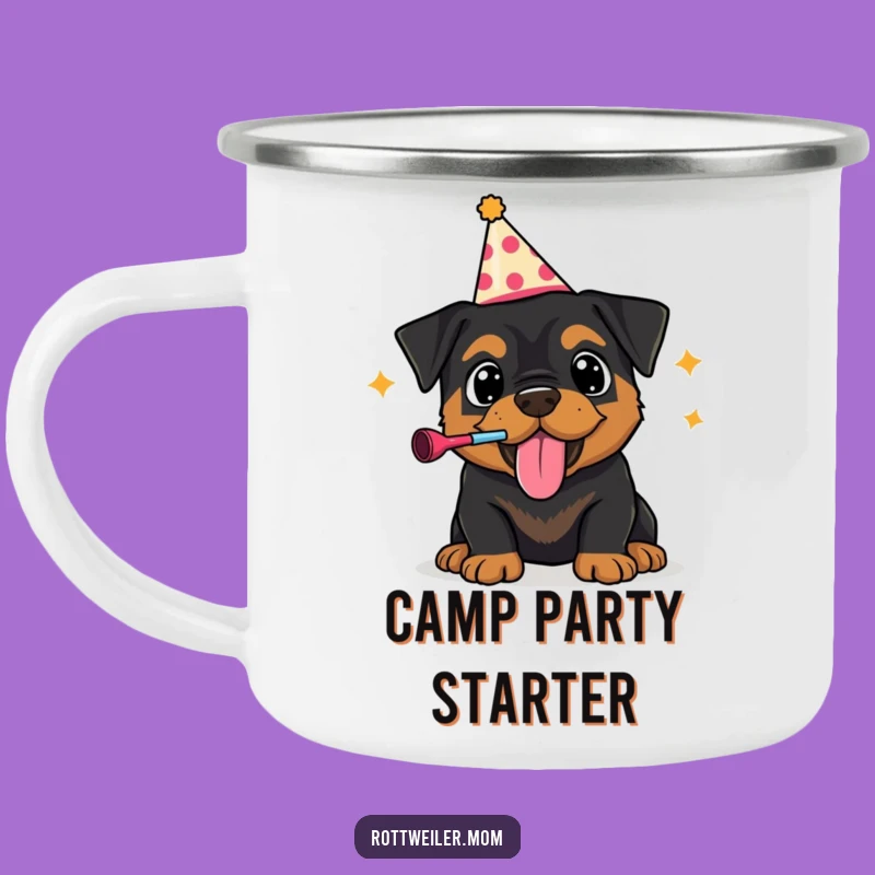 Funny Rottweiler Party Camping Mug: Celebrate Outdoors, Gift