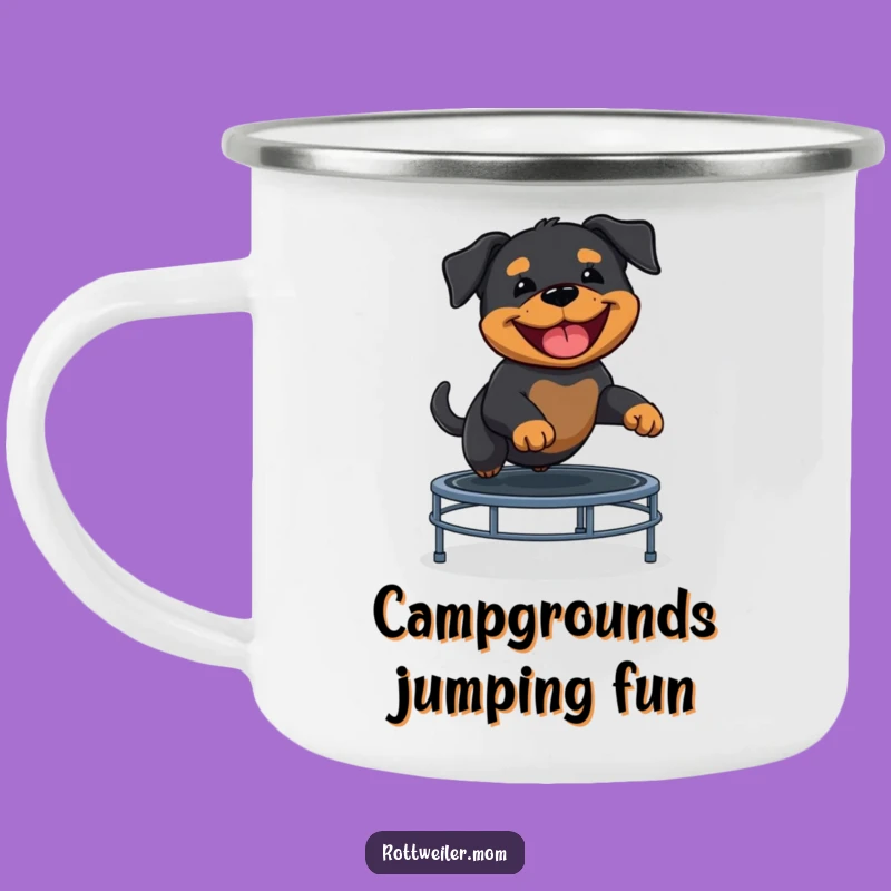 Funny Rottweiler Puppy Trampoline Camping Mug - Outdoor Dog Gift