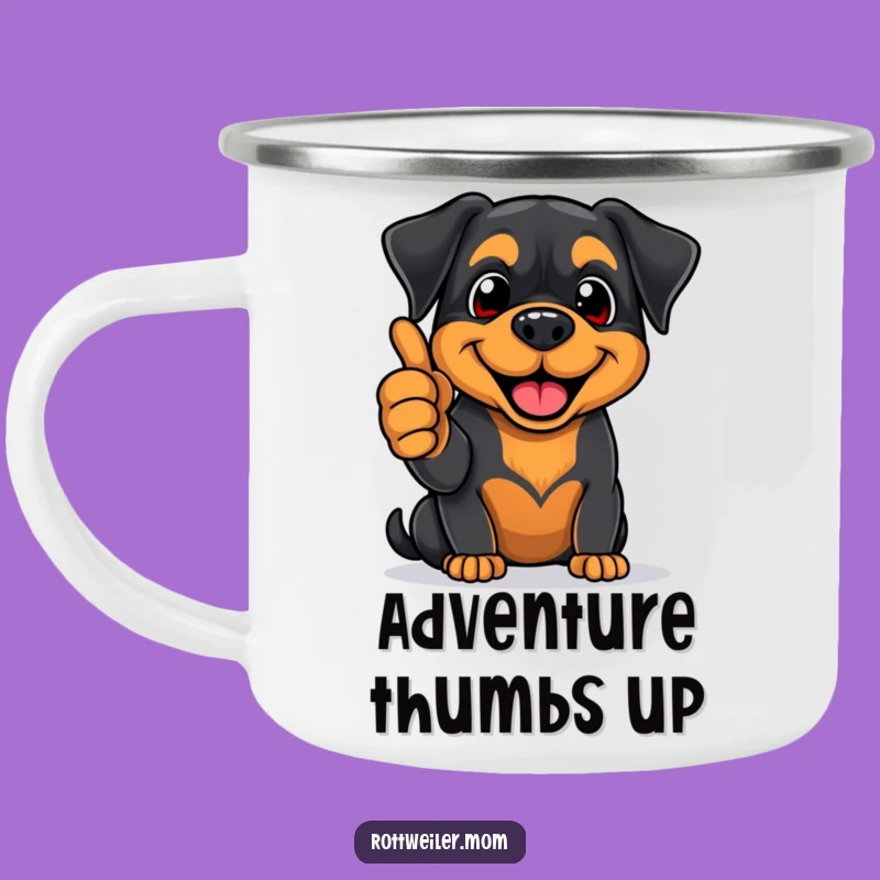 Funny Rottweiler Thumbs Up Camping Mug - Outdoor Positivity Cup