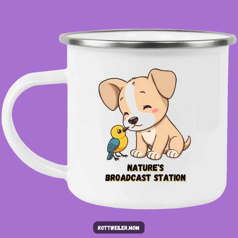 Funny Puppy Big Ears Bird Camping Mug: Sip Your Adventure with Cute Charm