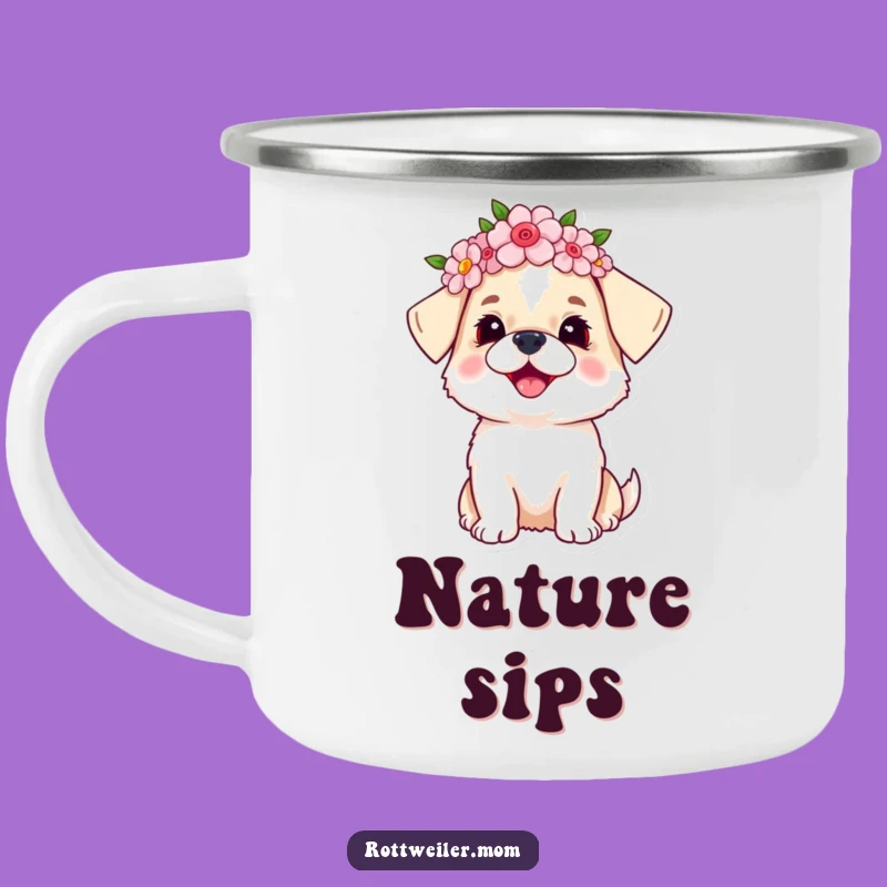Funny Dog Flower Crown Camp Mug: Sip Joy Outdoors