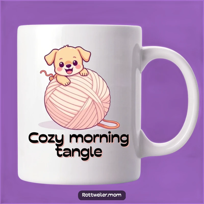 Funny Puppy Yarn Ball Fumble Mug: Hilarious Canine Mishap Gift