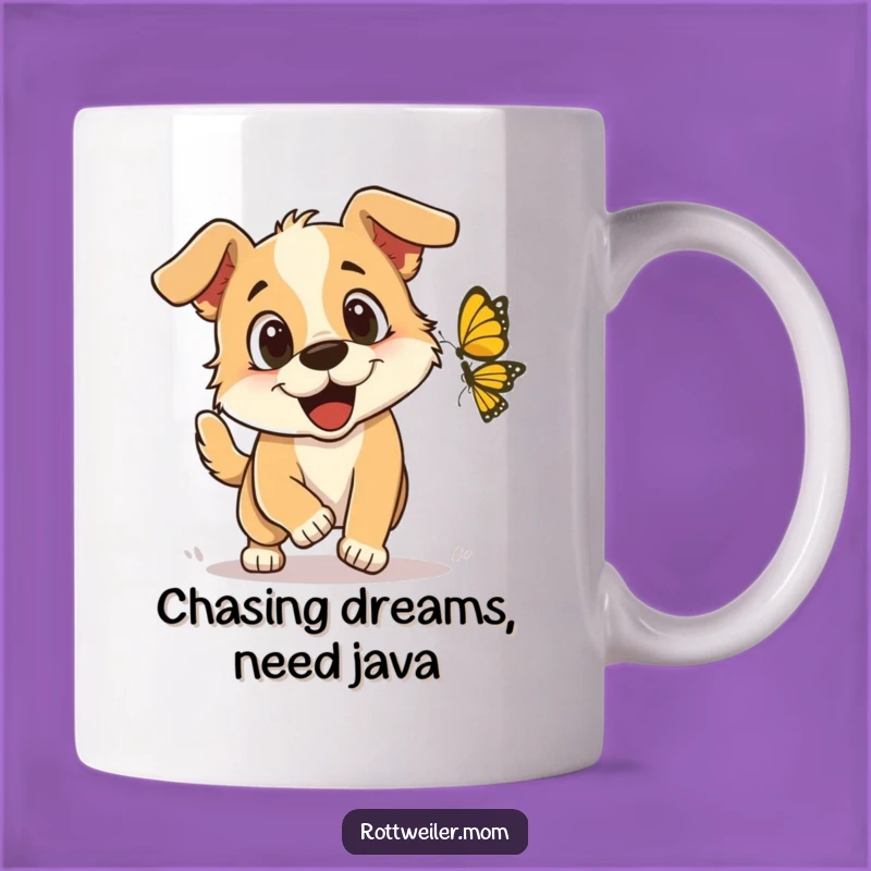 Funny Butterfly Chase Dog Mug: Pure Joy Captured, Perfect Funny Gift for Dog Lovers!