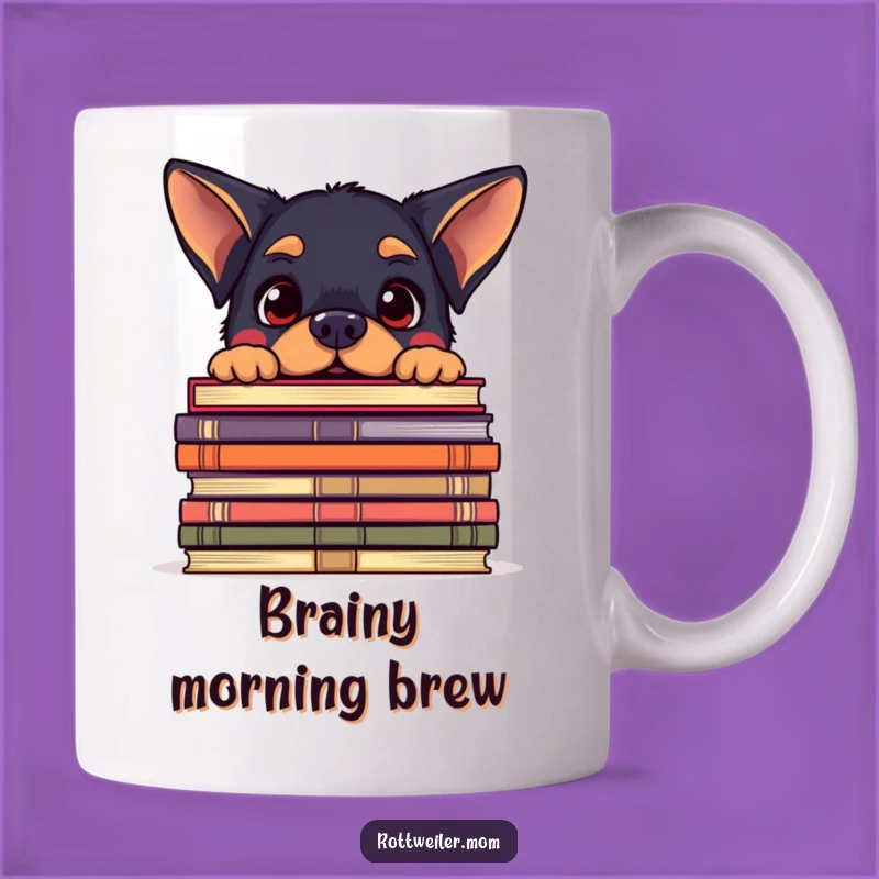 Funny Kawaii Rottweiler Bookworm Mug - Amused Reader Dog Gift