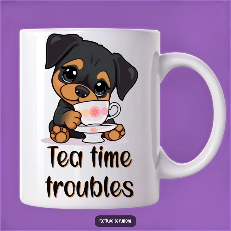 Funny Kawaii Rottweiler Teacup Balance Mug - Clumsy Dog Gift Idea