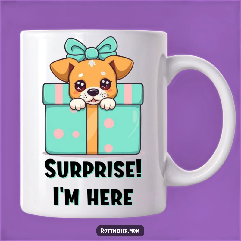 Funny Peek-a-Boo Dog Present Mug, Hilarious Gift for Surprise Lovers