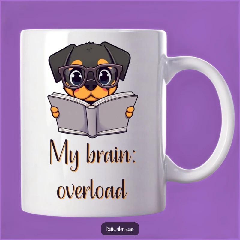 Funny Kawaii Rottweiler Reading Mug - Hilarious Bookworm Dog Gift Idea