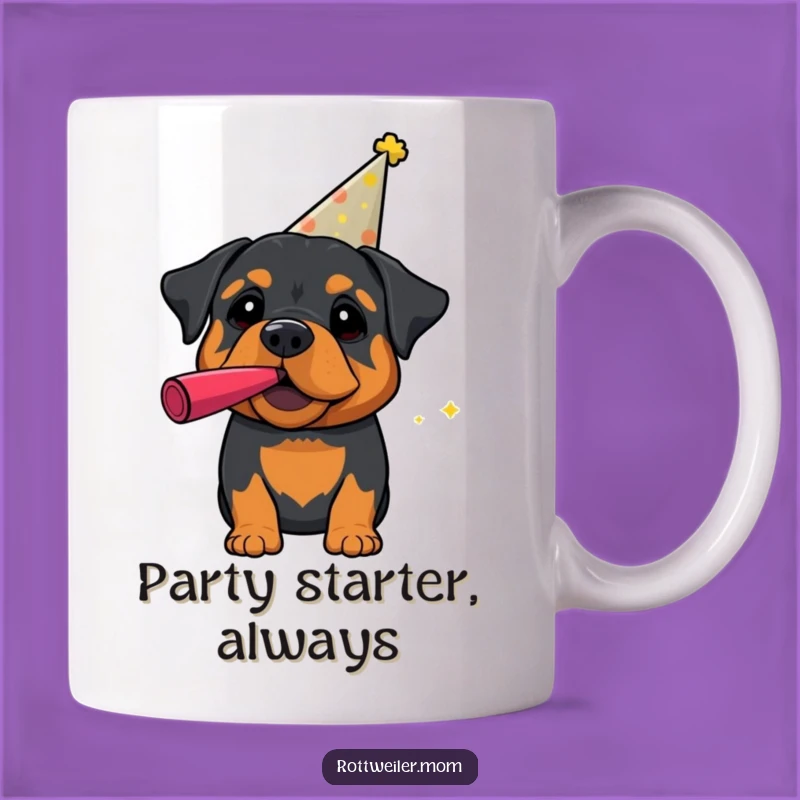 Funny Party Rottweiler Noisemaker Mug - Hilarious Birthday Celebration Gift