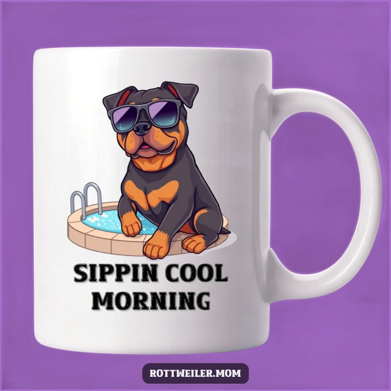 Funny Rottweiler Poolside Mug: Relaxing Dog Vacation Gift