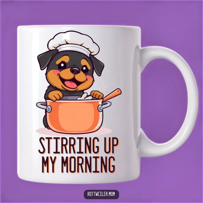 Funny Kawaii Rottweiler Chef Mug: Stirring Pot, Hilarious Cook Gift