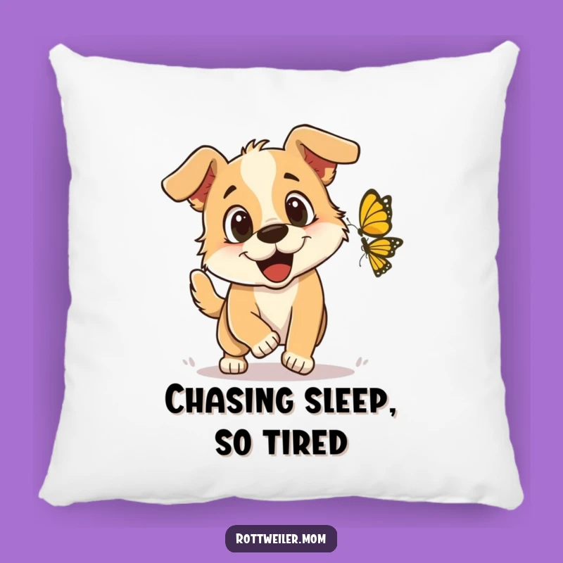 Funny Butterfly Chase Dog Pillow: Cozy Comfort, Adorable Funny Gift for Sweet Dreams!