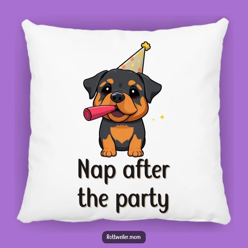 Cozy Funny Party Rottweiler Pillow - Soft Humorous Celebration Accent