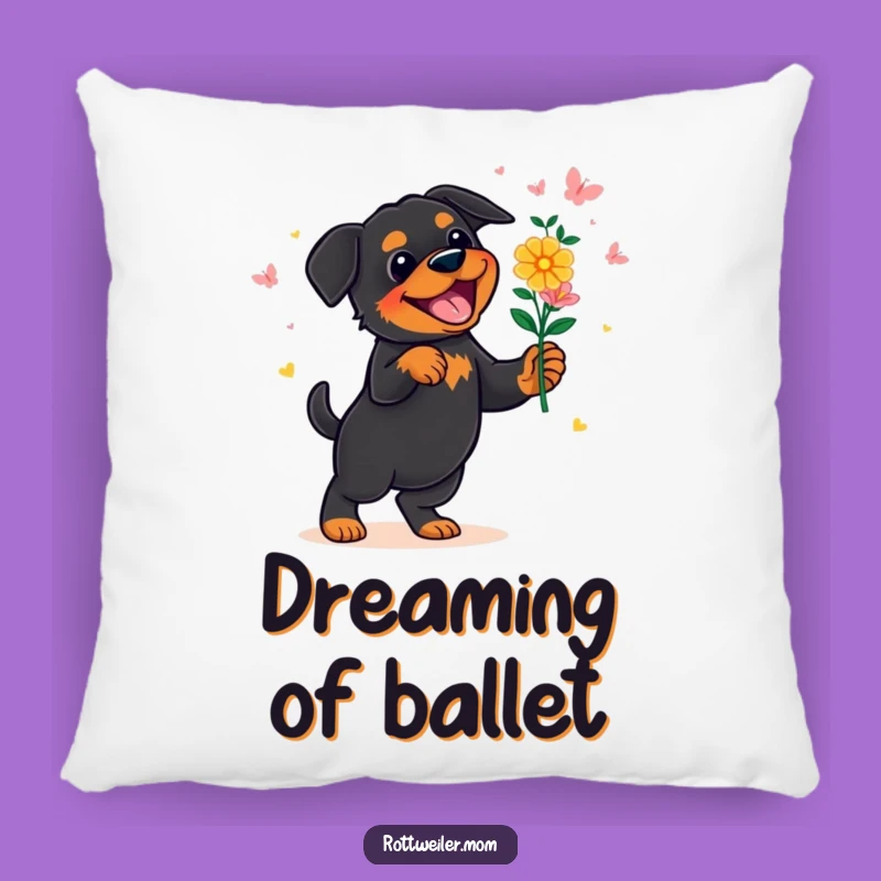 Cozy Funny Rottweiler Flower Dance Pillow - Soft Humorous Accent Gift