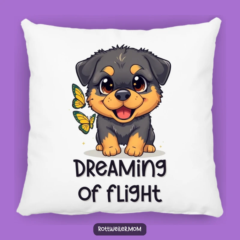 Funny Fluffy Rottweiler Butterfly Pillow: Soft and Hilarious Cushion for Dog Lovers