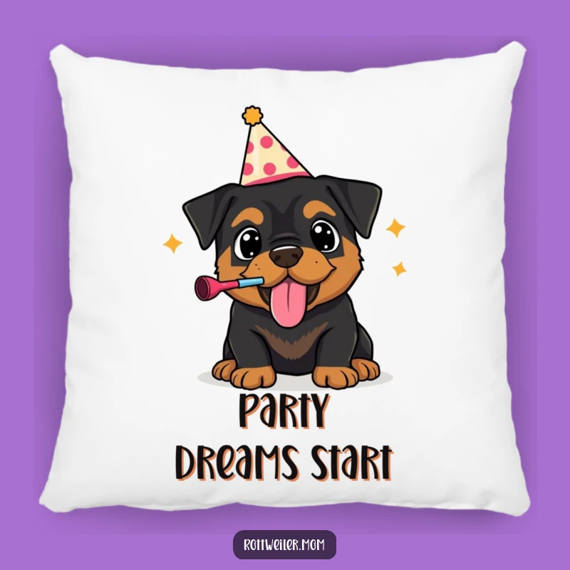 Funny Rottweiler Party Pillow: Cozy Celebration & Fun, Gift