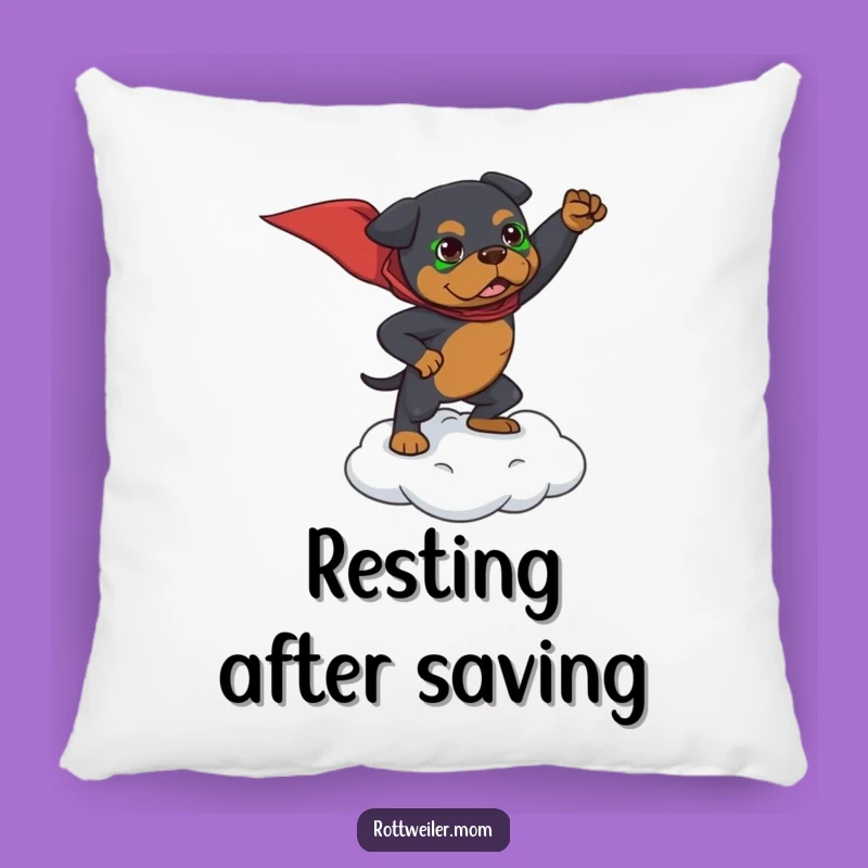 Funny Superhero Rottweiler Pillow: Cozy Canine Comfort Gift