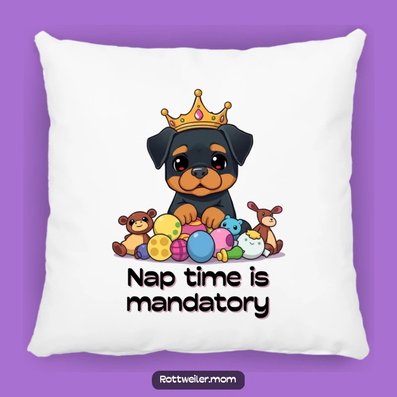 Funny Rottweiler King Pillow - Plush Crowned Dog Comfort, Great Funny Gift