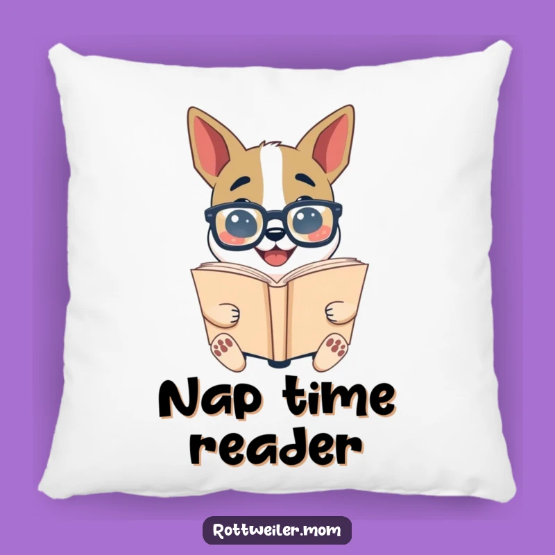 Funny Bookworm Dog Pillow: Cozy Glasses Pup Reading - Soft Comfort & Literary Humor