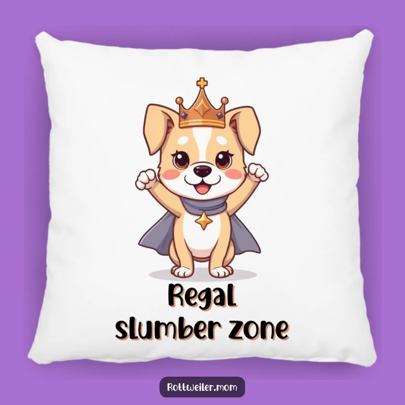 Funny Dog Hero Pillow: Cozy Crowned Pup Cushion for Regal Comfort
