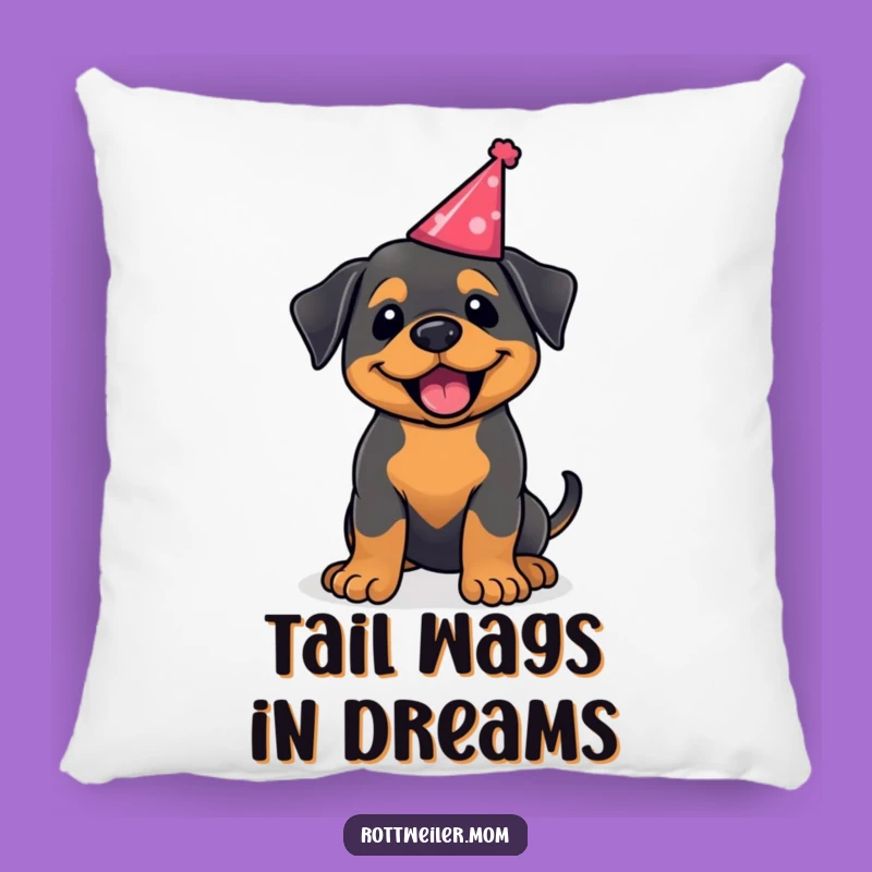 Funny Rottweiler Party Hat Pillow: Cozy Comfort for Joyful Vibes