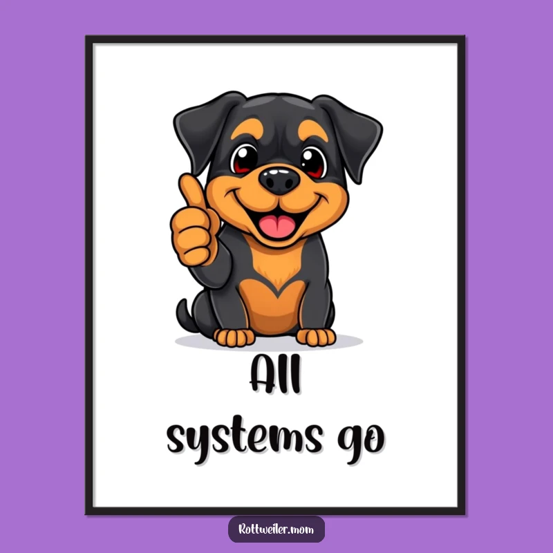 Funny Rottweiler Thumbs Up Digital Art - Positive Pup Instant Print