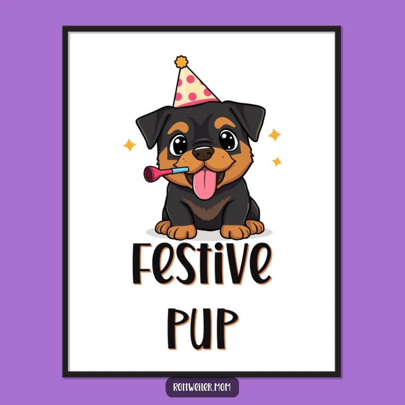 Funny Rottweiler Party Digital Art: Instant Festive Decor, Gift