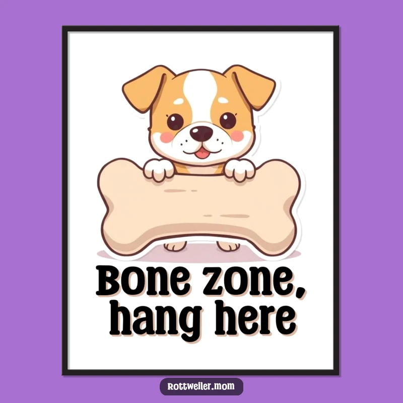 Funny Dog Bone Peek Digital Art: Instant Laughs, Charming Funny Gift for Your Walls!