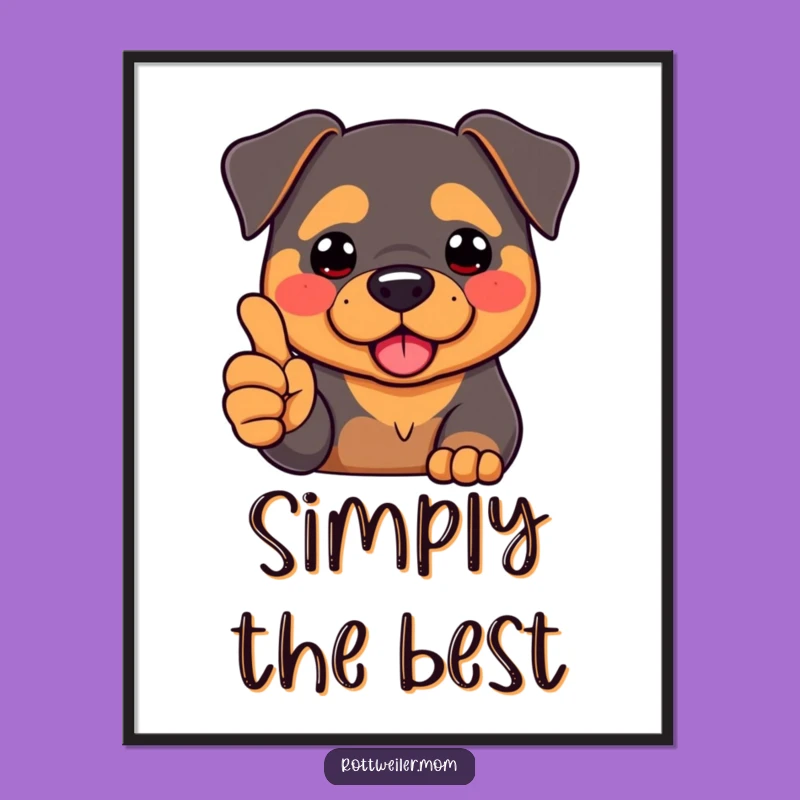 Funny Kawaii Rottweiler Thumbs Up Digital Art - Humorous Encouraging Decor