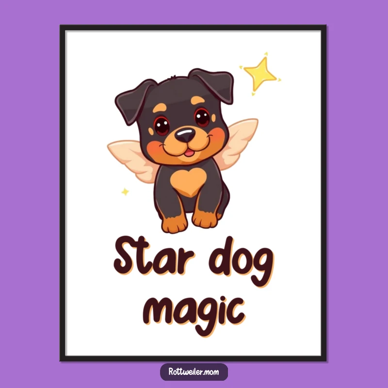 Funny Rottweiler Angel Digital Art: Whimsical Pup Art, Instant Gift