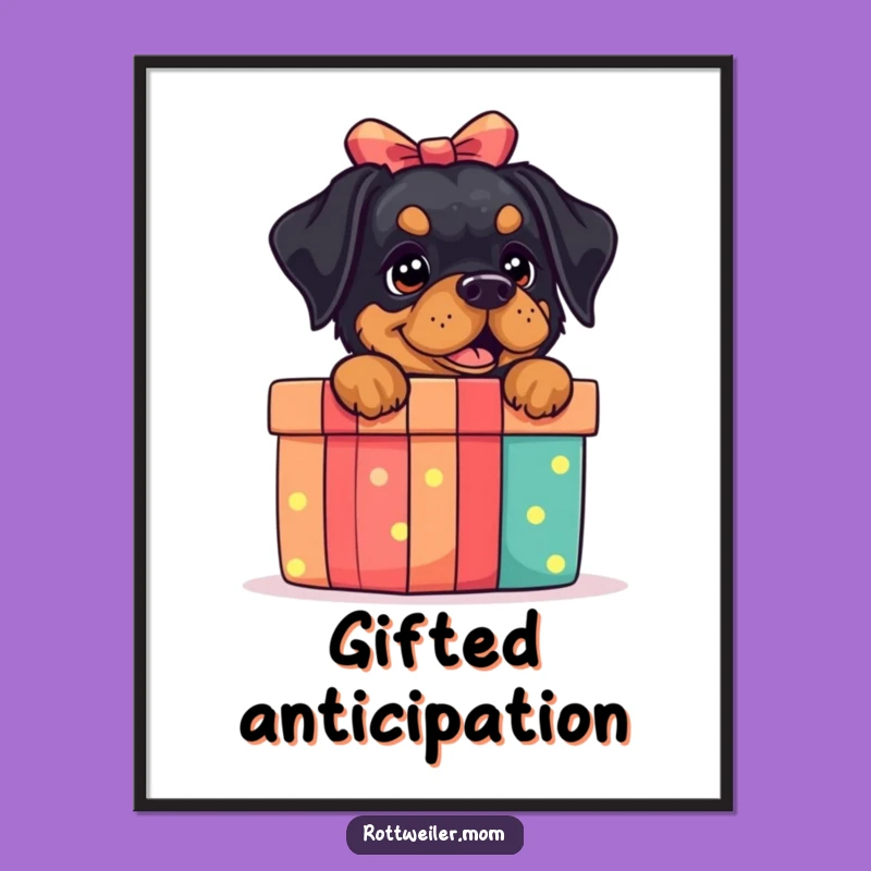 Funny Rottweiler Gift Box Digital Art: Instant Download for Joyful Decor