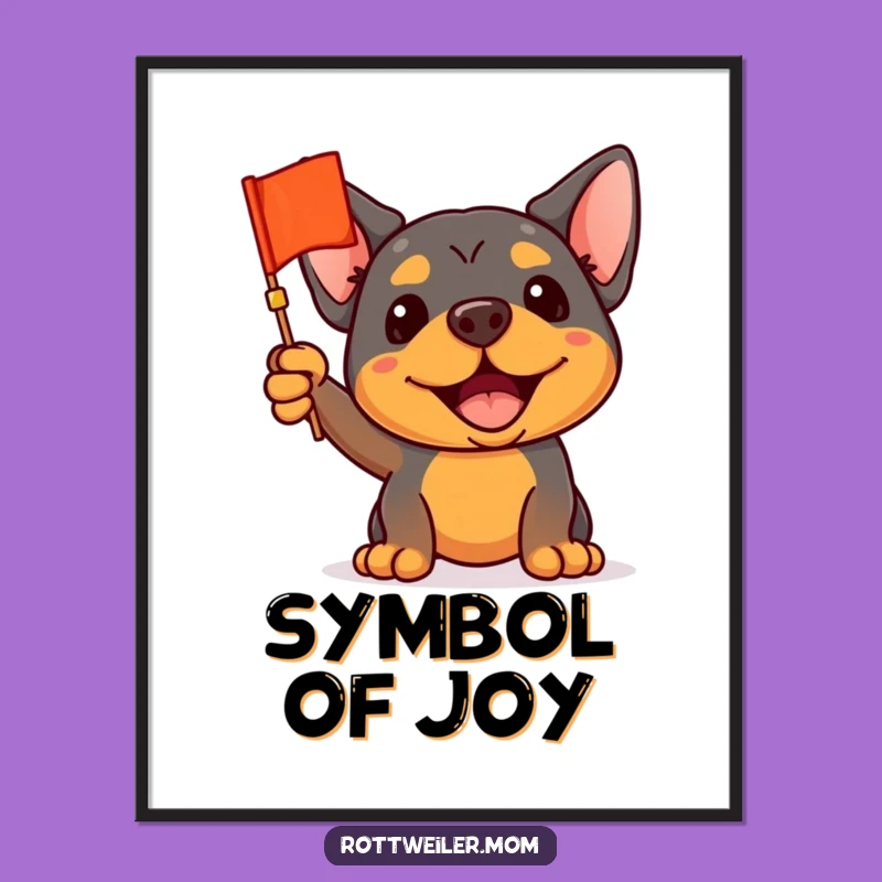 Funny Waving Rottweiler Digital Art - Instant Enthusiastic Decor Gift