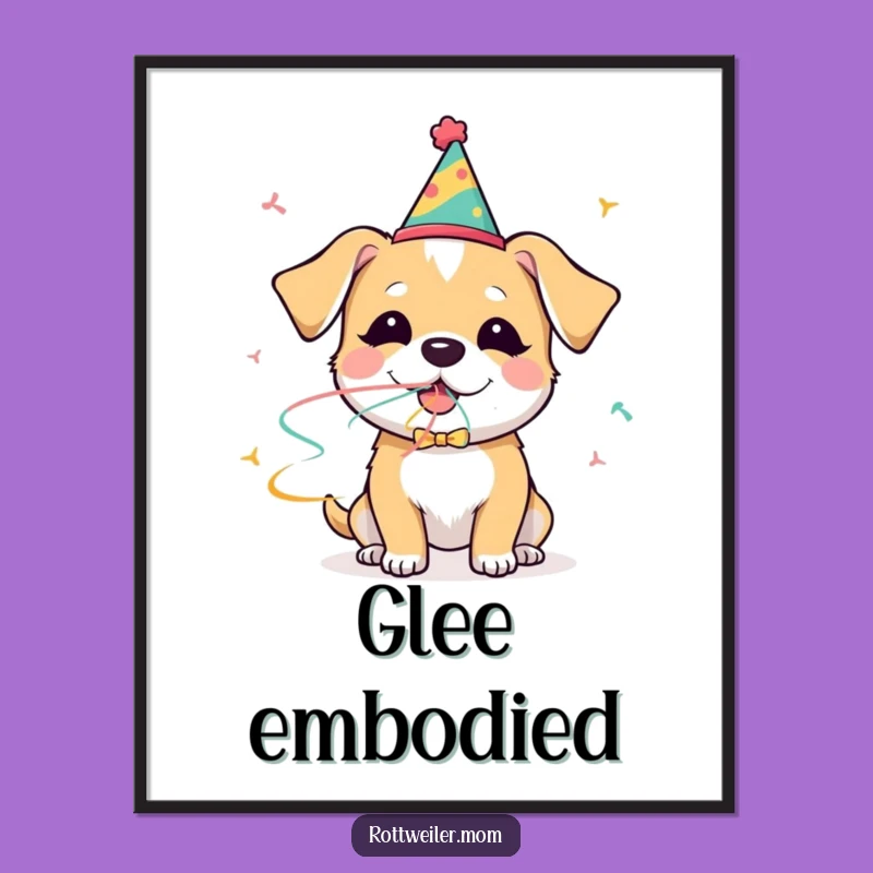 Funny Dog Party Digital Art: Printable Festive Pup Decor, Gift Idea