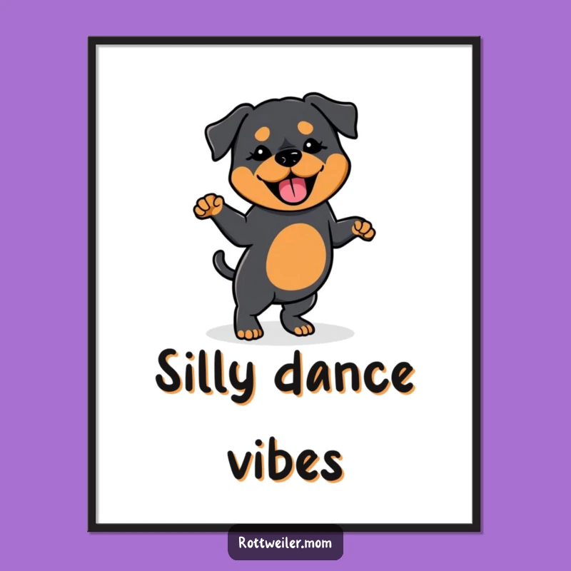 Funny Kawaii Rottweiler Dance Digital Art: Instant Joyful Decor, Gift