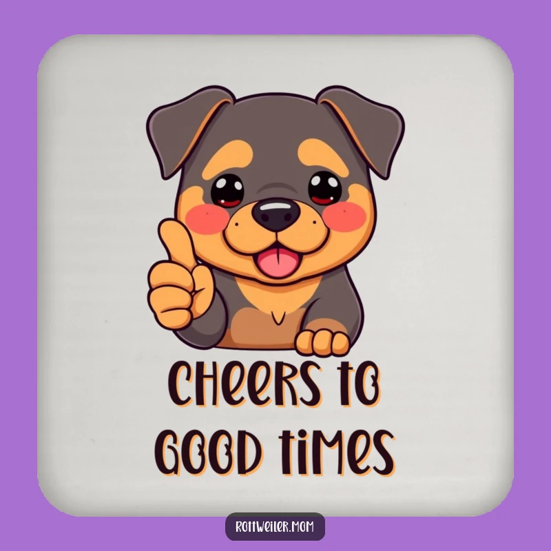 Funny Kawaii Rottweiler Thumbs Up Coaster - Humorous Dog Table Protector