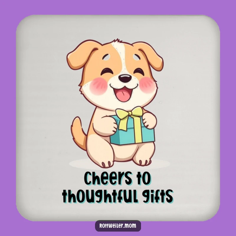 Funny Cheerful Dog Gift Box Coaster, Protect Surfaces with Smiles