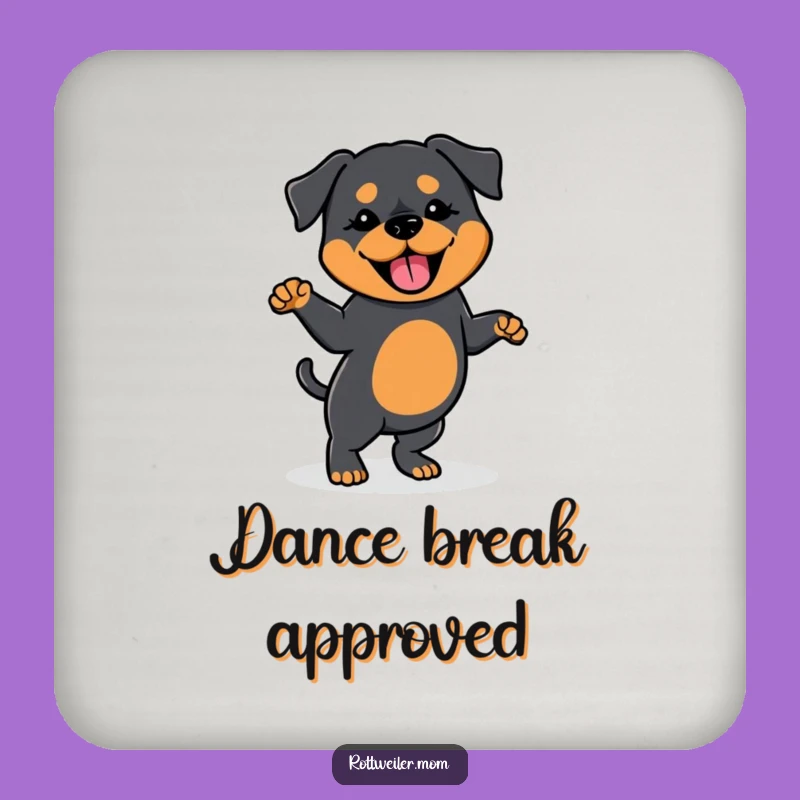 Funny Kawaii Rottweiler Dance Coasters: Protect with Paws-itivity, Gift