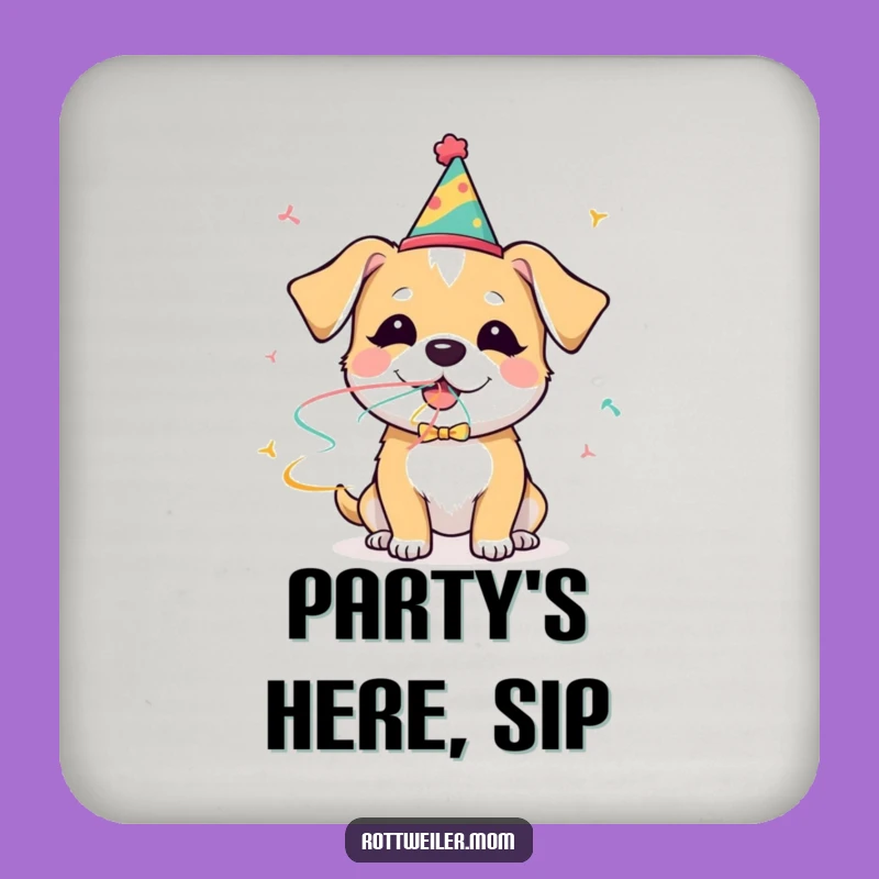 Funny Dog Party Coaster: Protect Surfaces with Festive Pup Art