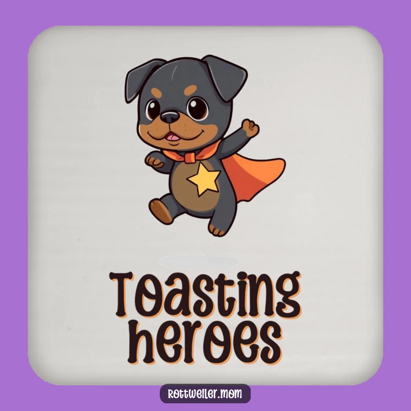 Funny Kawaii Rottweiler Superhero Coaster - Hilarious Dog Protection for Drinks